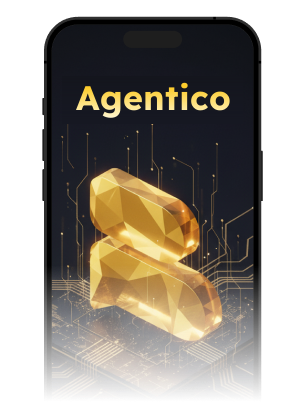 Celular com o nome Agentico na tela