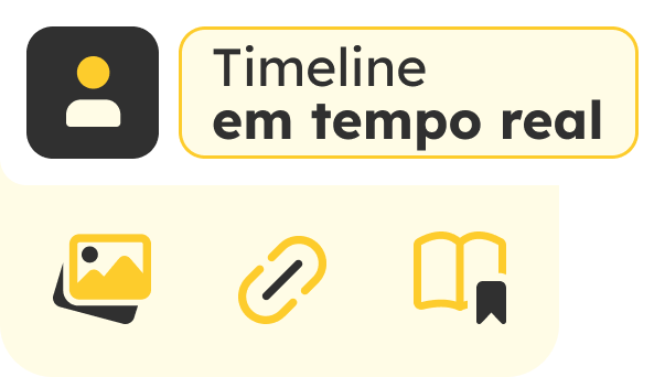 Timeline em tempo real com compartilhamento de imagens, links e biblioteca