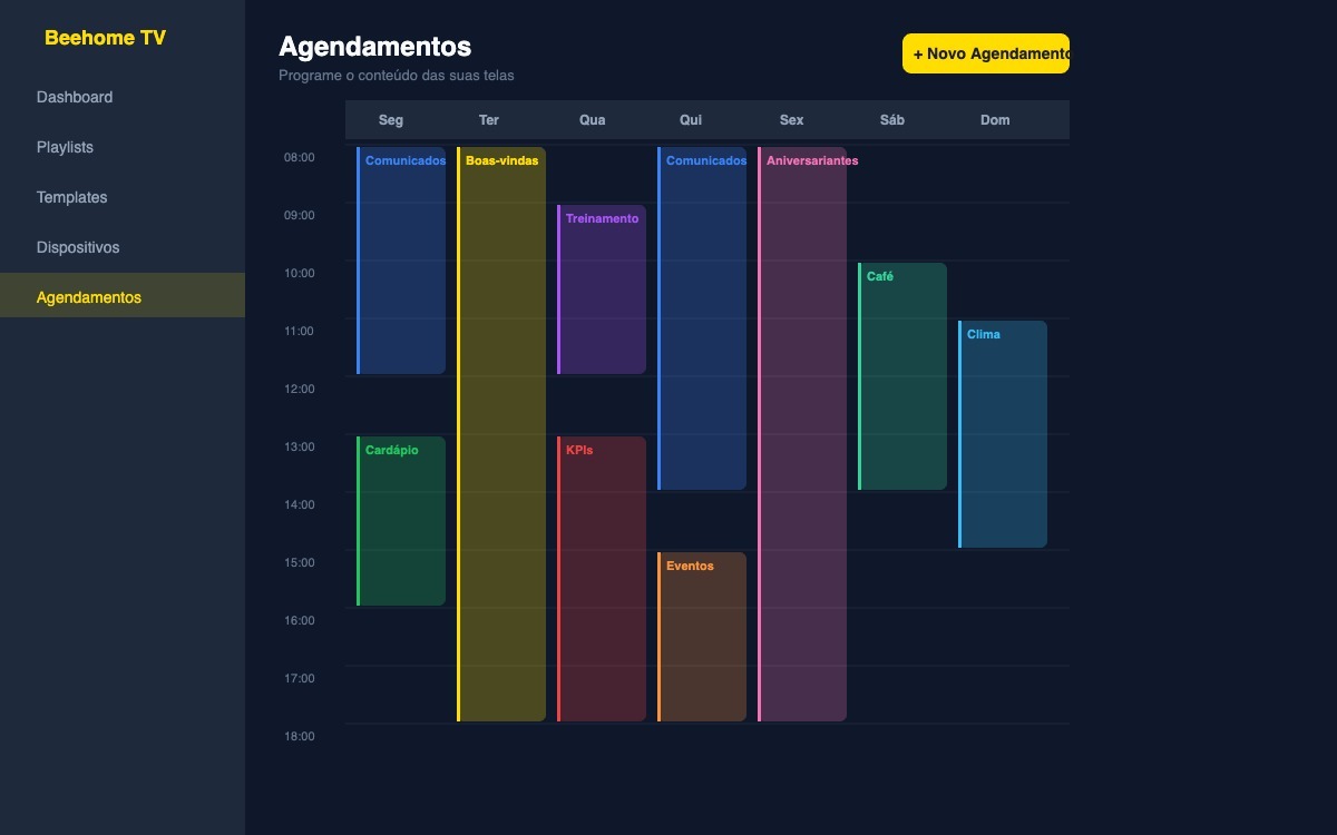 Agendamentos Beehome TV